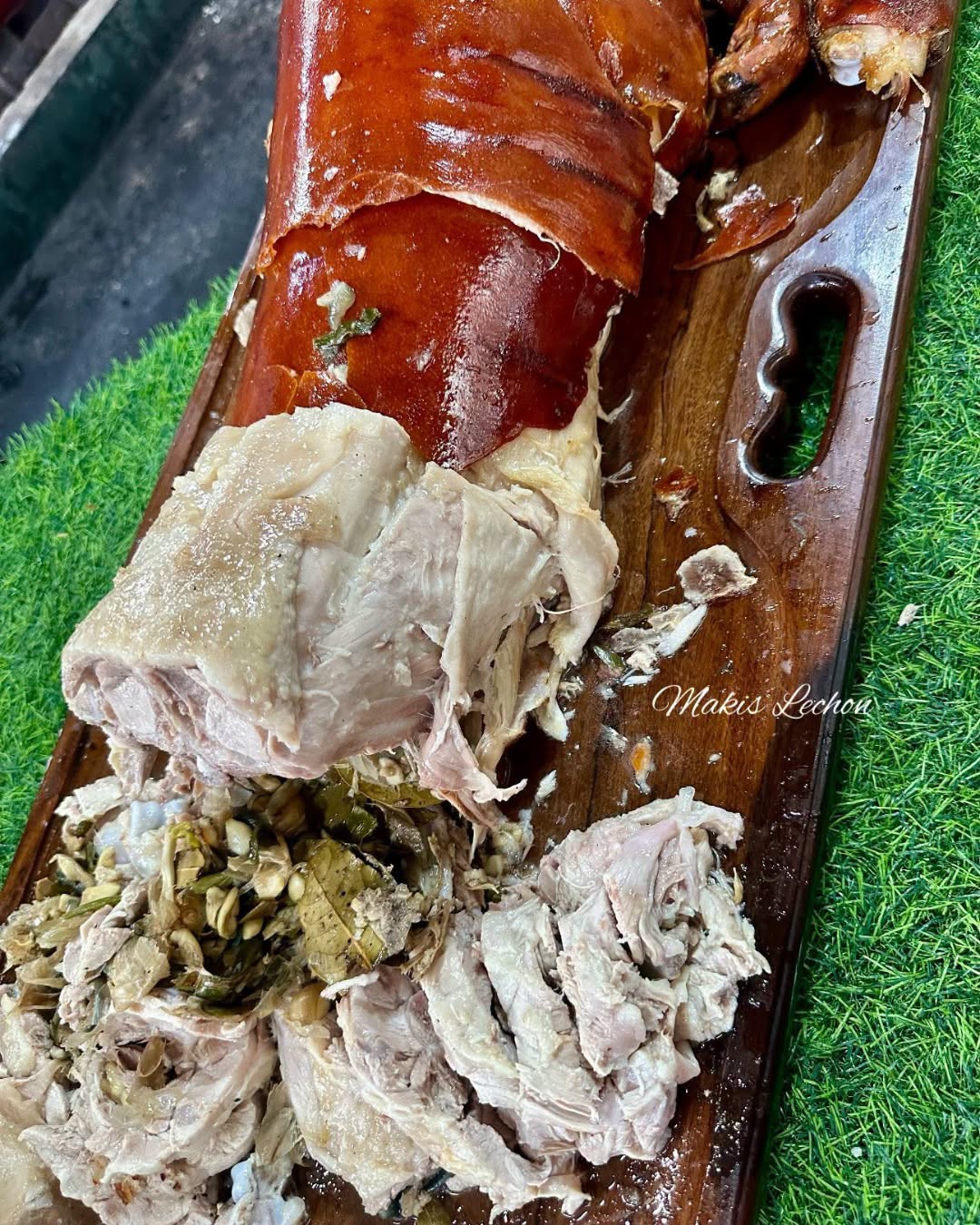 Lechon stuffed with lemongrass and aromatics